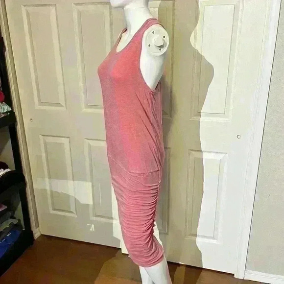 Anthropologie Sundry Womens Ruched Sides Pink Dress Racerback Size 1/S 4-6 - Picture 5 of 13